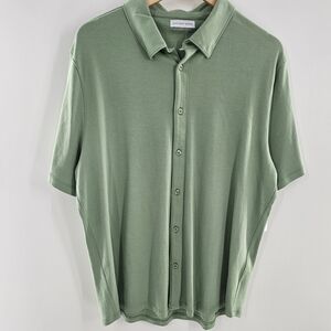Geoffrey Beene Light Green BASIL Short Sleeve Button Up Shirt Mens Large